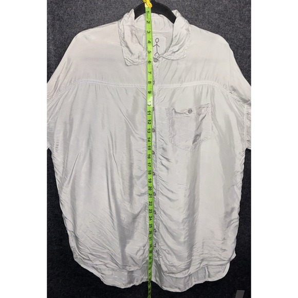 Pete & Greta Grey Shirt XS Extra Small Long Sleeve Rolled Up Button Top Cupra - Picture 8 of 9